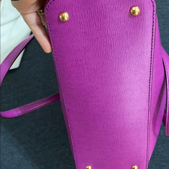 Lauren Ralph Lauren Bag Logo Purple Leather Tote - Picture 5 of 7